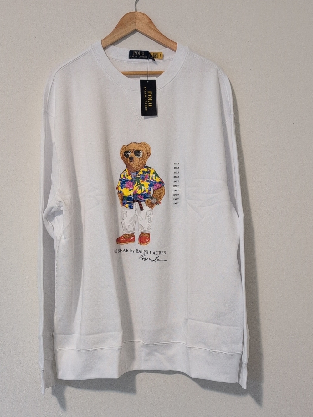 Polo by Ralph Lauren White Crewneck with Tropical Polo Bear Graphic